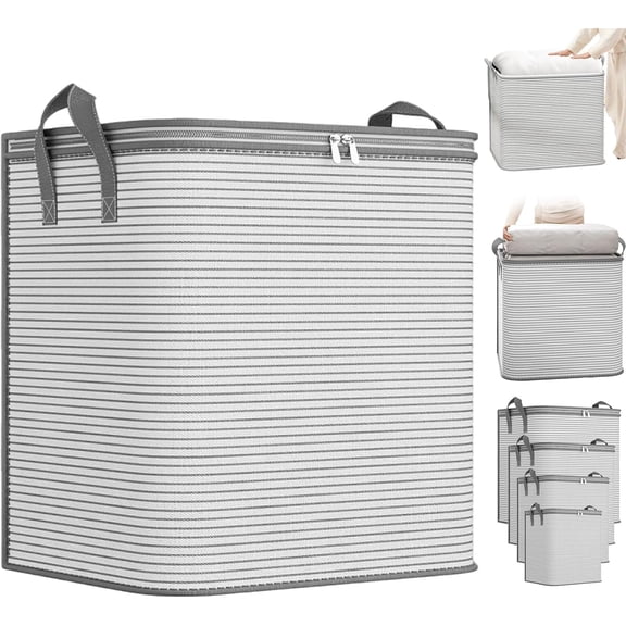 Large Collapsible Storage Bag with Handles – Spacious Capacity, Storage Bags for Clothes with Handles & Zippers, for Clothes, Moving & Storage