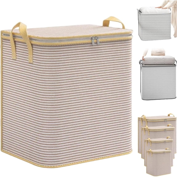 Large Collapsible Storage Bag with Handles – Spacious Capacity, Storage Bags for Clothes with Handles & Zippers, for Clothes, Moving & Storage