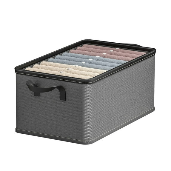 Large Collapsible Storage Bins for Closet with Handles,Foldable Rectangle Storage Box Fabric Containers Boxes for Organizing Shelves Bedroom Gray without cover 18L