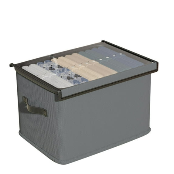 Large Collapsible Storage Bins for Closet with Handles,Foldable Rectangle Storage Box Fabric Containers Boxes for Organizing Shelves Bedroom Gray with cover 42L