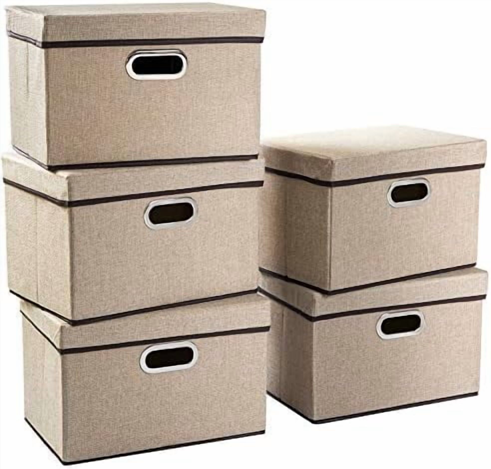 Large Collapsible Storage Bins with Lids [3-Pack] Fabric Foldable ...
