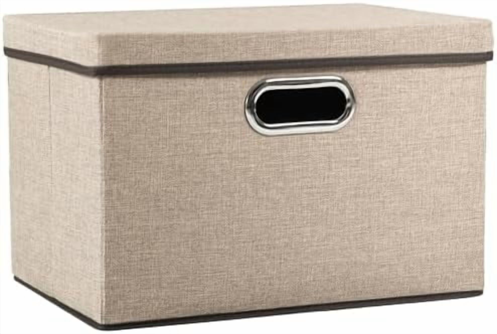 Large Collapsible Storage Bins with Lids [3-Pack] Linen Fabric Foldable ...