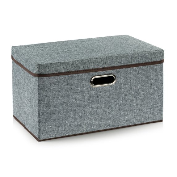 Large Collapsible Storage Bins with Lids Linen Fabric Foldable Storage Boxes Organizer Containers Organization Baskets for Bedroom Closet Set of 2
