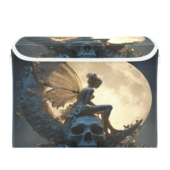 Large Collapsible Storage Box Flip Lid Fabric Decorative Organizer Container Basket with Handles 16.512.611.8in Butterfly Wizard