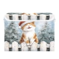 thumbnail image 1 of Large Collapsible Storage Box Flip Lid Fabric Decorative Organizer Container Basket with Handles 16.5×12.6×11.8in Cute and Brown Happy Cat, 1 of 7