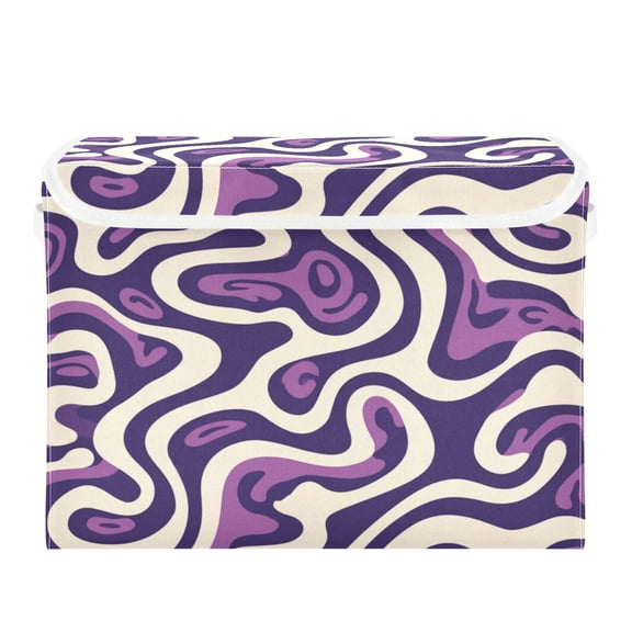 Large Collapsible Storage Box Flip Lid Fabric Decorative Organizer Container Basket with Handles 16.512.611.8in Purple Abstract Artwork Pattern