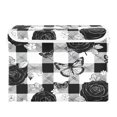 thumbnail image 1 of Large Collapsible Storage Box Flip Lid Fabric Decorative Organizer Container Basket with Handles 16.5×12.6×11.8in Rose Checkered Pattern, 1 of 7