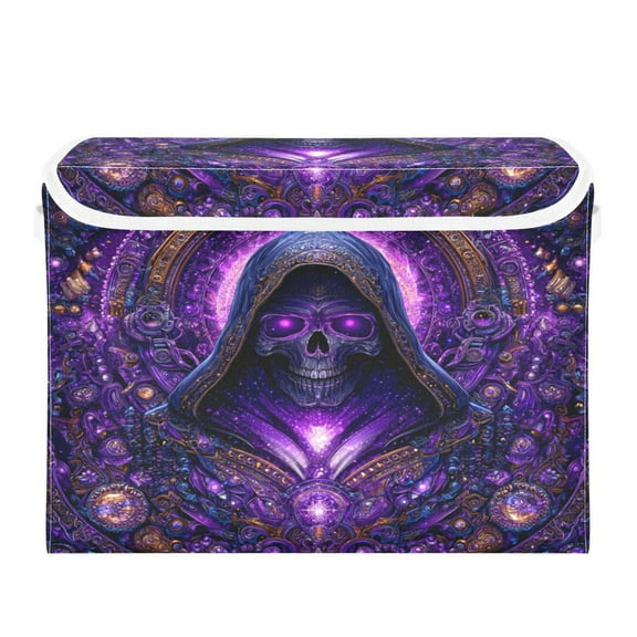 Large Collapsible Storage Box Flip Lid Fabric Decorative Organizer Container Basket with Handles 16.512.611.8in Shinigami Magic Card
