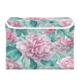 thumbnail image 1 of Large Collapsible Storage Box Flip Lid Fabric Decorative Organizer Container Basket with Handles 16.5×12.6×11.8in Soft Pink Peony Pattern, 1 of 7