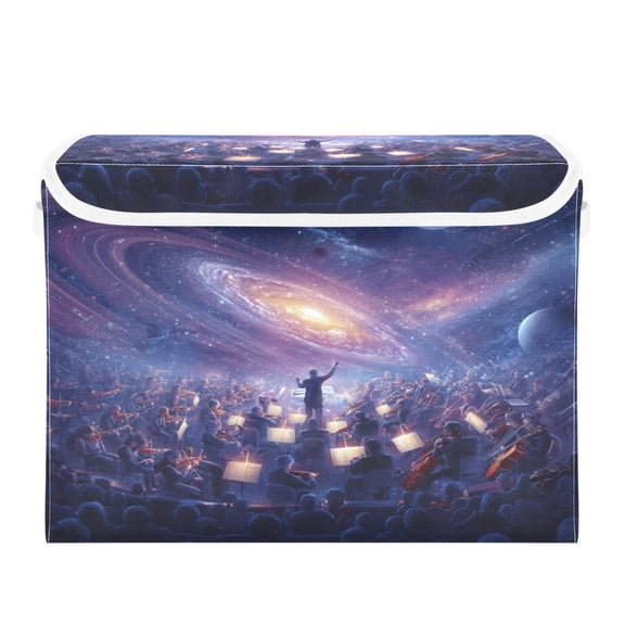 Large Collapsible Storage Box Flip Lid Fabric Decorative Organizer Container Basket with Handles 16.512.611.8in Star Performances