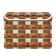 thumbnail image 1 of Large Collapsible Storage Box Flip Lid Fabric Decorative Organizer Container Basket with Handles 16.5×12.6×11.8in Striped Wicked Pumpkins, 1 of 7