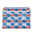 thumbnail image 1 of Large Collapsible Storage Box Flip Lid Fabric Decorative Organizer Container Basket with Handles 16.5×12.6×11.8in Vibrant Red Bows Pattern, 1 of 7