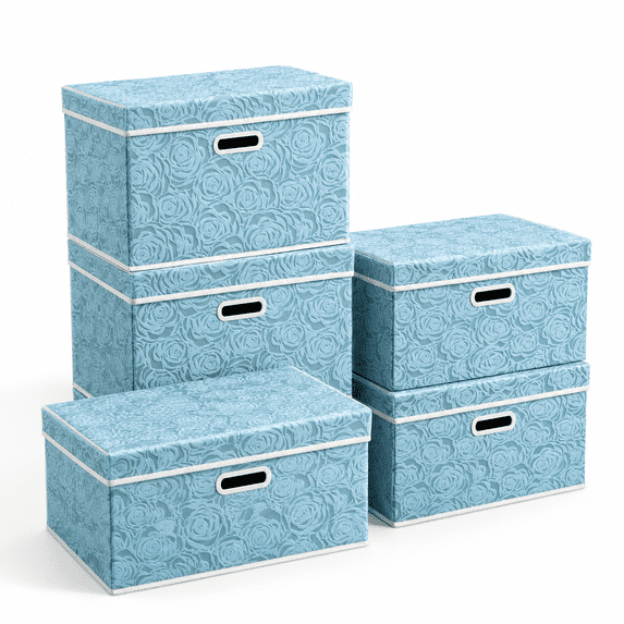 Large Collapsible Storboxes With Lids [5-pack] Fabric Decorative Bcubes ...