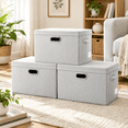 Large Collapsible Storbwith Lids [3-pack] Fabric Foldable Boxes ...