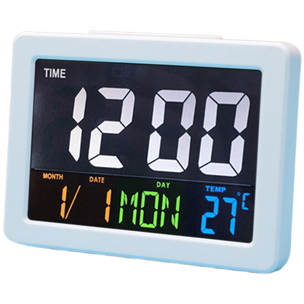 Alamer Clock Large Color LCD Alarm Clock with Temperature Calendar Week Display for ...