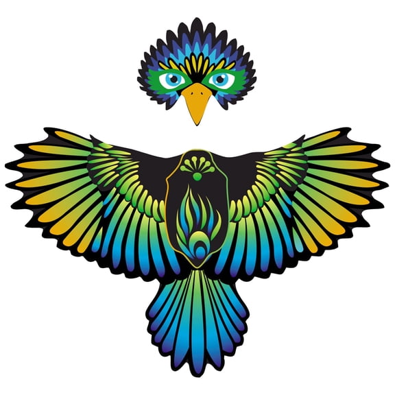 Large Colorful Bird Kite for Kids and Adults, Easy to Assemble and Fly, Durable Ripstop Fabric, Outdoor Fun Toy for Beach, Park, Garden, Family Activities, Includes Long Flying Line