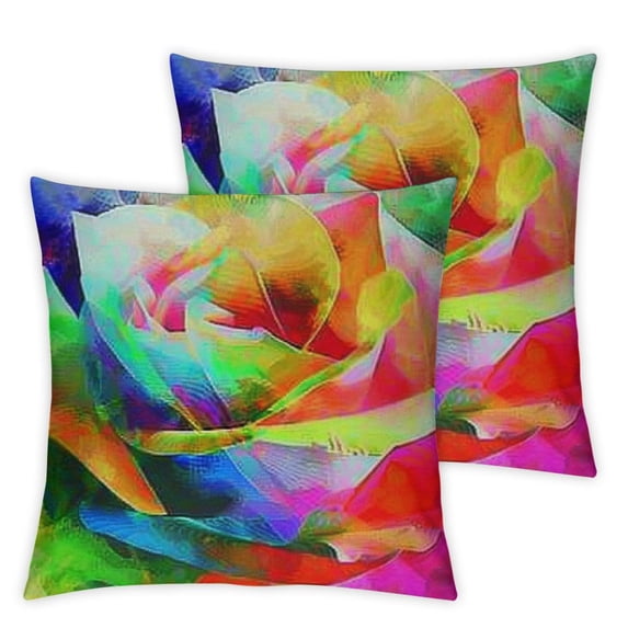Large Colorful Rose Watercolor' Floral Throw Cushion Pillow Cover for Living Room, Sofa