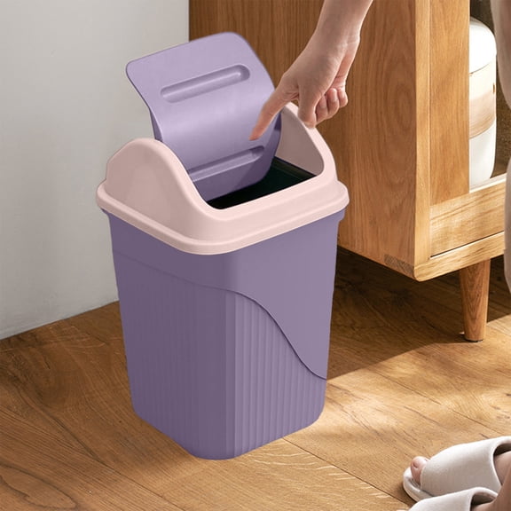 Large Colorful Trash Can, Big Square Trash Can with Lid, Home Office Bathroom Waste Bin Plastic Garbage Bin Odor Control Small Space Desk Side Bin