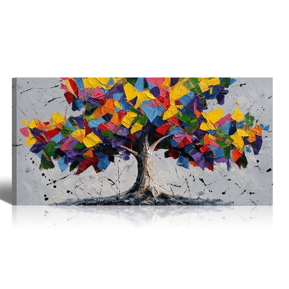 Large Colorful Tree of Life Canvas Wall Art, Abstract Tree Decor Painting Canvas Print for Living Room, Bedroom, Office Decorations, Gifts for Men