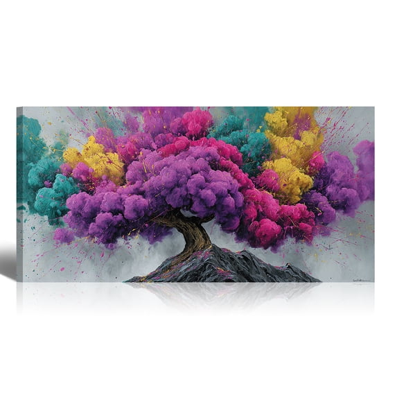Large Colorful Tree of Life Canvas Wall Art, Abstract Tree Decor Painting Canvas Print for Living Room, Bedroom, Office Decorations, Gifts for Men