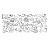 Large Coloring Poster For Kids, Happy New Year & Birthday Theme Coloring Tablecloth, 30 X 72 Inches (76 X 183 Cm) Non-Pen Included, Home Party Art Activity Decoration, Black &