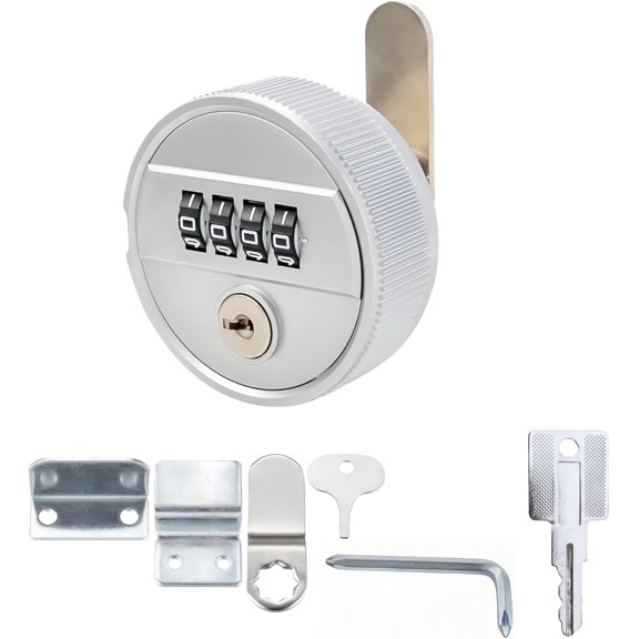 Large Combination Cabinet Cam Lock with Key,4-Dial Combi-cam Locks for cabinets,zinc Alloy Password Code Drawer-Lock with 26mm Cylinder Security Locks for Cabinet Filing Drawers Mailbox