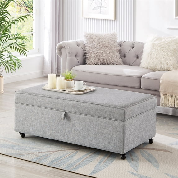 Large Comfort Sofa Ottoman with Storage, Modular Sectional Storage Ottoman with Wheels, Storage Bench for Living Room Bedroom