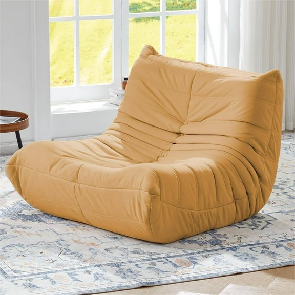 Large Comfy Bean Bag Chairs for Adults, Memory Foam Bean Bag Sofa, Ergonomic Fireside Beanbags Lazy Sofa with High-Resilience Foam, Non-Slip Base for Living Room, Bedroom, Dorm, Office