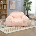 thumbnail image 1 of Large Comfy Faux Fur Bean Bag Chair, Modern Soft Fluffy Plush Chair Lazy Sofa with Footrest, Armrests and High Density Foam Padded for Adult, Teen, Pink, 1 of 7