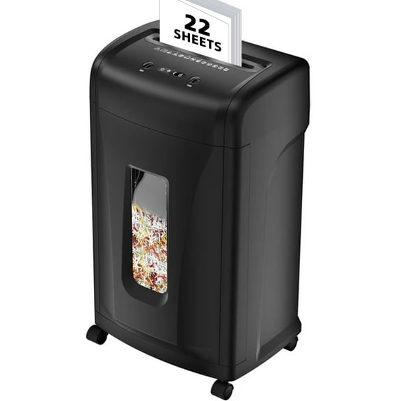 Large Commercial Heavy Duty 22-Sheet High Security Paper Shredder with 9.24 Gallons Pullout Waste Bin