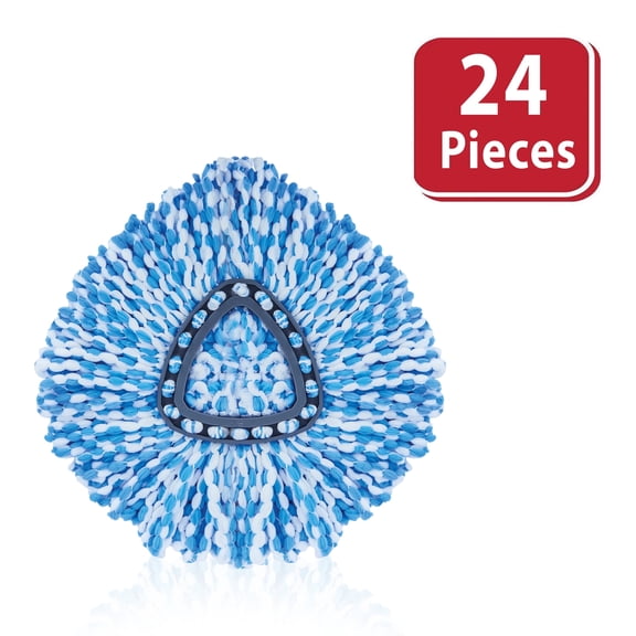 Large Compatible Microfiber Spin Mop Replacement Heads Compatible with O-Cedar EasyWring 1-Tank System, Blue, Bulk Pack of 24