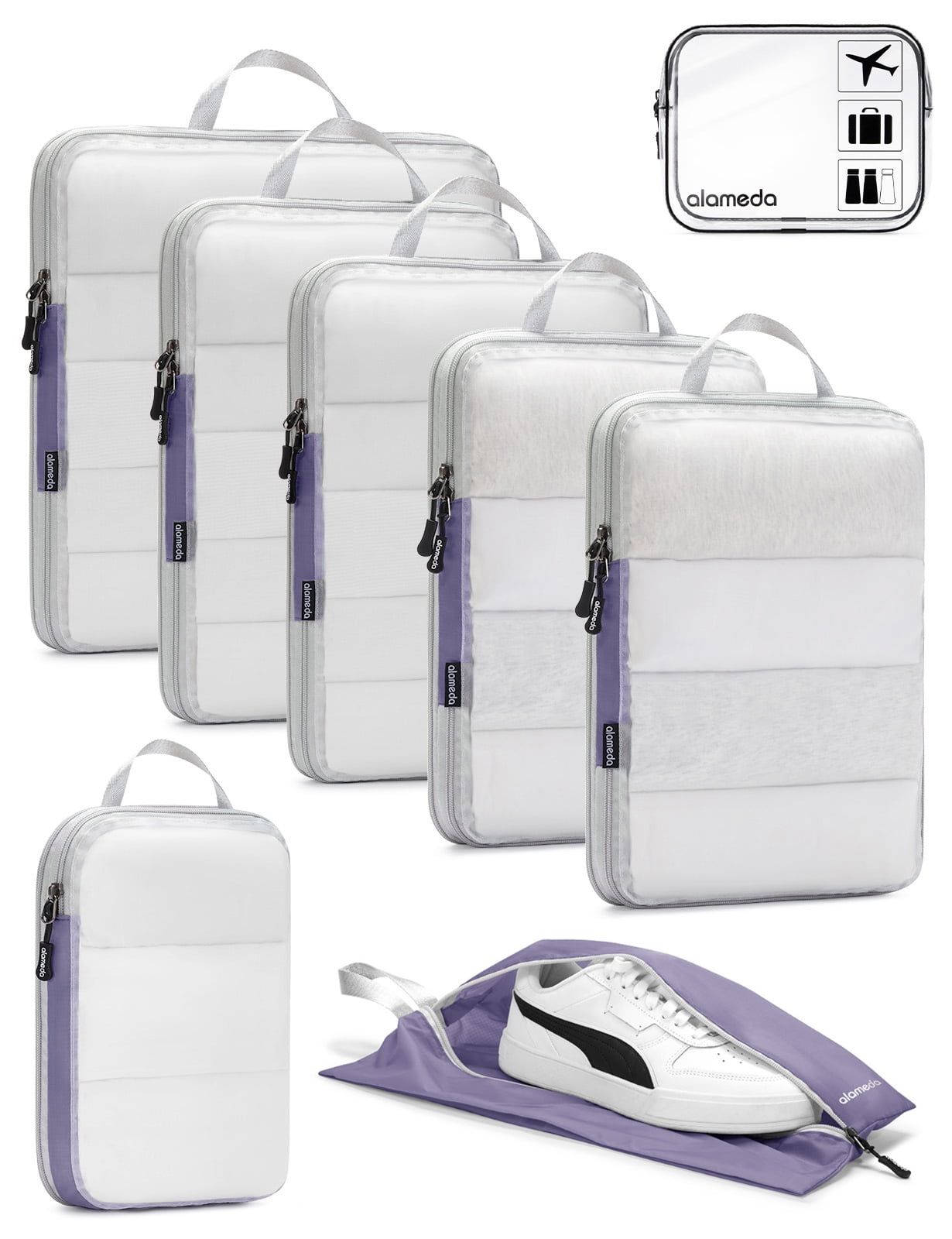 Large Compression Packing Cubes for Travel with See Through Mesh