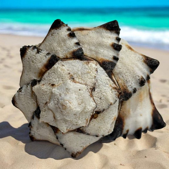 Large Conch Seashell Black White Rare Natural Spiky Real Big Decorative Sea Shell Coastal Beach Home Decor Ocean Decoration Collection Gift