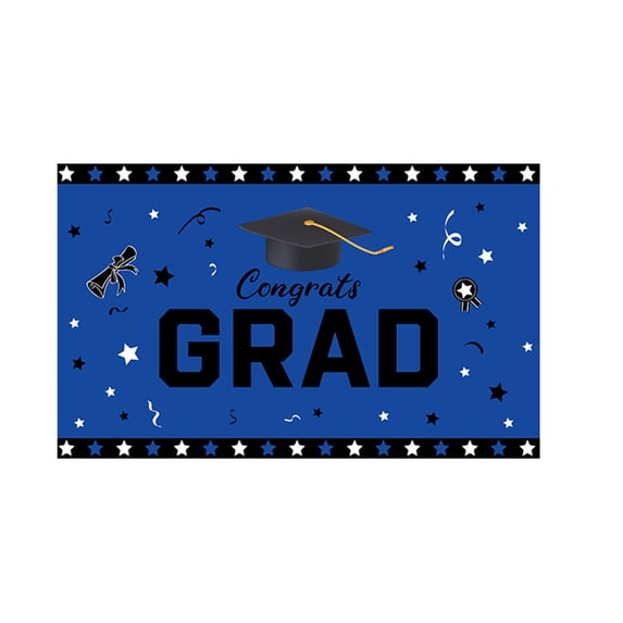 Large Congrats Grad Banner 70x43 Inch Graduation Party Decorations 2026 Black and Blue Graduation Banner 2026 Graduate Party Decorations Class Of 2026