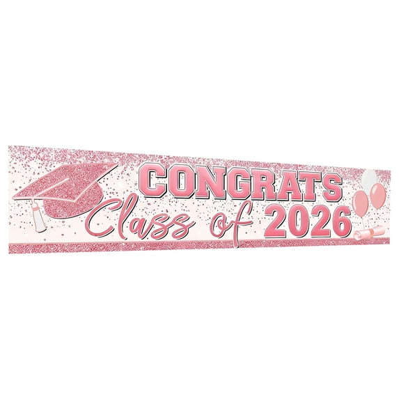 Large Congrats Grad Banner Gold Class of 2026 Banner Backdrop Graduation 2026 Yard Sign for Graduation Party Supplies Graduation Decorations 2026, 98 x 20 inches