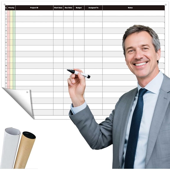 Large Construction Project Management Planner for Wall, 24X36 Dry Erase Project Checklist Scheduling & Planning Task Time, Erasable Laminated Whiteboard Schedule Poster for Tracking Progress&Budget