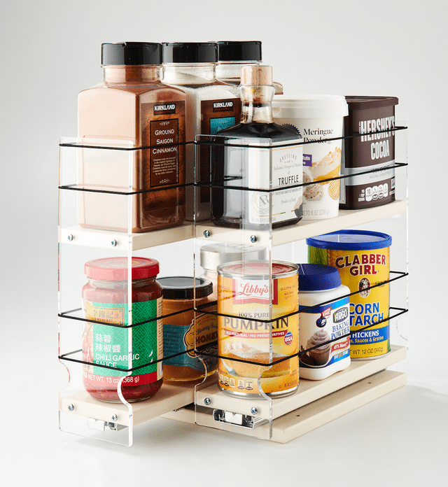 Large Clear Acrylic and HDPE Sliding Spice Rack Organizer