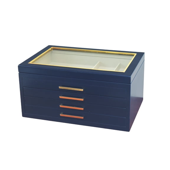 Large Contemporary Navy Jewelry Box