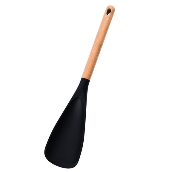 Large Cooking Spoons for Serving, 13.4Inch Nonstick Silicone Spoonula with Wooden Handle, Heat Resistant Rubber Serving Spatula