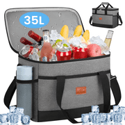 GPED Soft Cooler Bag, Sided Cooler, 48 Cans Collapsible Cooler, Insulated Ice Chest, Large Leakproof Camping Cooler, Portable Travel Lunch Cooler for Picnic, Beach, Work, Trip, Tailgating, Boat, Gray