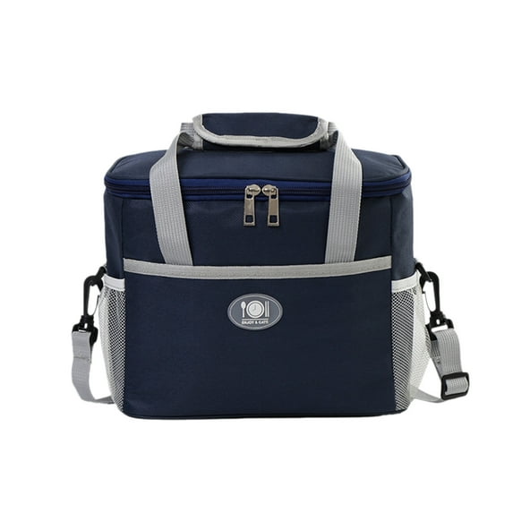 Large Cooler Bag - Foldable,Waterproof,Leakproof Lunch Bag with Shoulder Strap and Handle,Thick Aluminum Foil Insulation,Multiple Pockets for Lunch,Picnic,Beach, Camping,Travel (Blue)