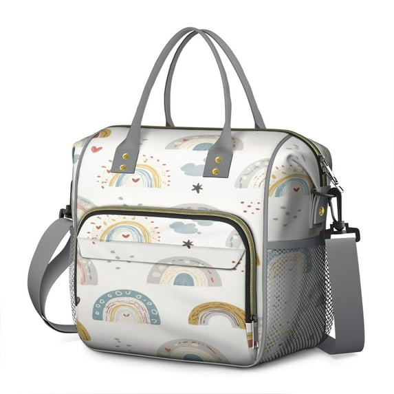 Large Cooler Bag Insulated Bags for Office Employee,Leakproof Lunch Box with MultiPockets for Adult,Insulated Lunch Box for Beach,Picnic,Work,Rainbow Cartoon