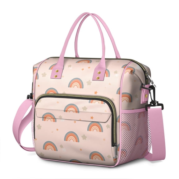 Large Cooler Bag Insulated Bags for Office Employee,Leakproof Lunch Box with MultiPockets for Adult,Insulated Lunch Box for Beach,Picnic,Work,Rainbow Cartoon