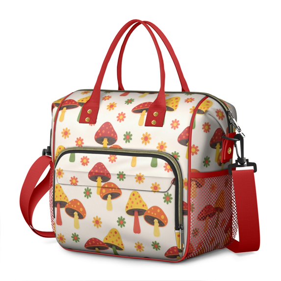 Large Cooler Bag Insulated Bags for Working Women,Leakproof Lunch Box with MultiPockets for Adult,Insulated Lunch Box for Beach,Picnic,Work,Mushroom