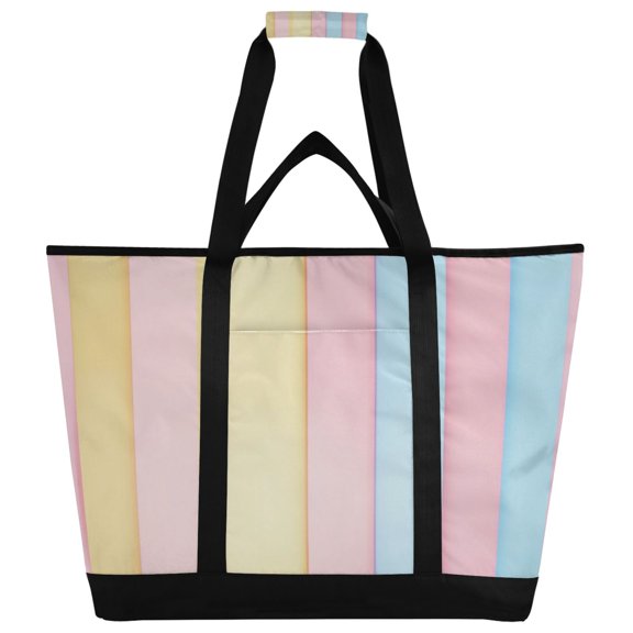 Large Cooler Bag Insulated Tote Bag Leakproof Thermal Lunch Bag for Picnic, Beach, Camping Stripe Background