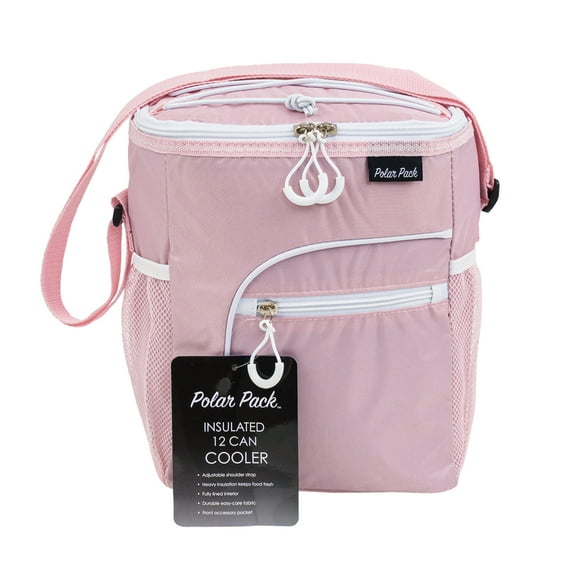 Large Cooler Tote Bag w/Zipper Insulated 12 CAN in PINK