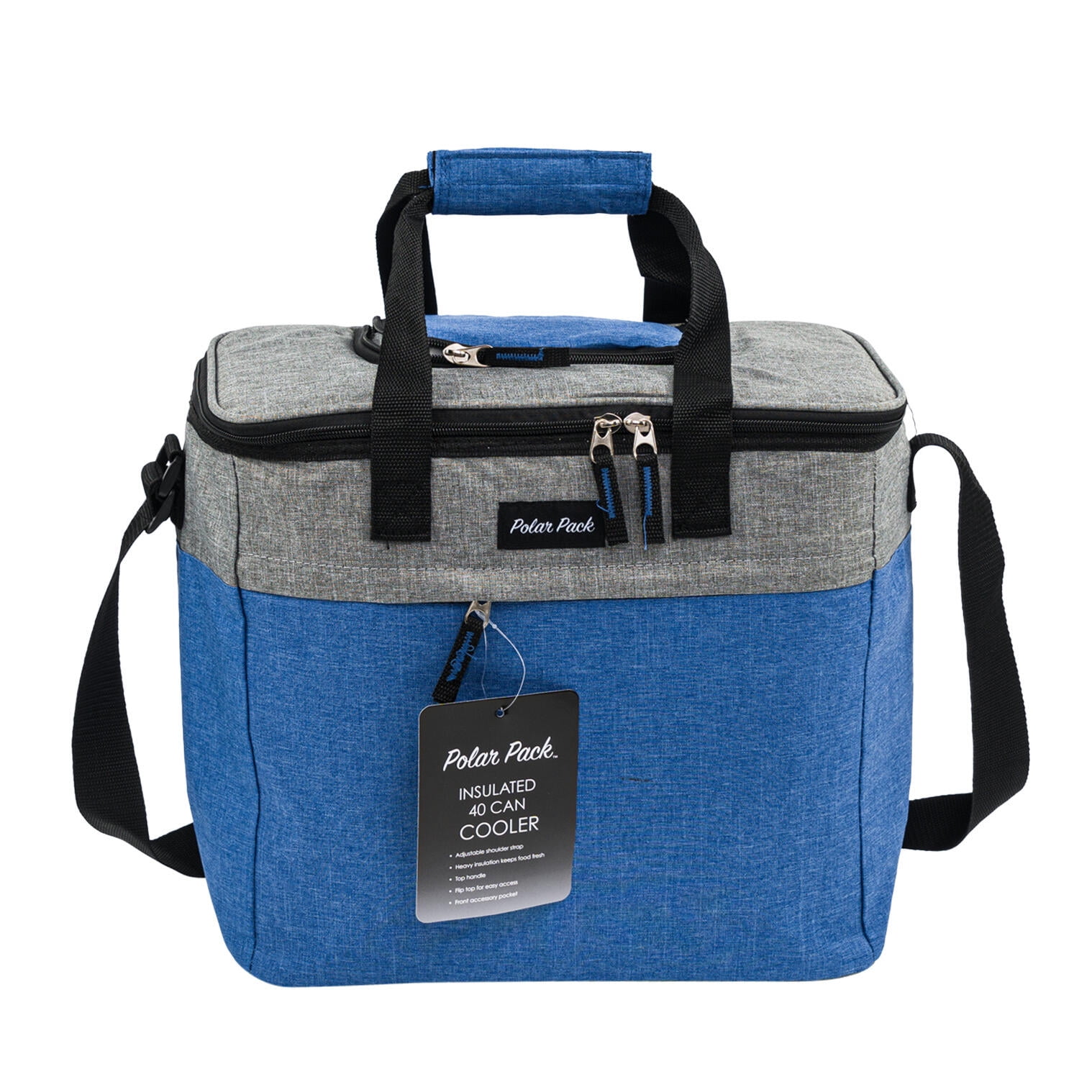 Large Cooler Tote Bag w/Zipper Insulated 40 CAN in BLUE/DENIM