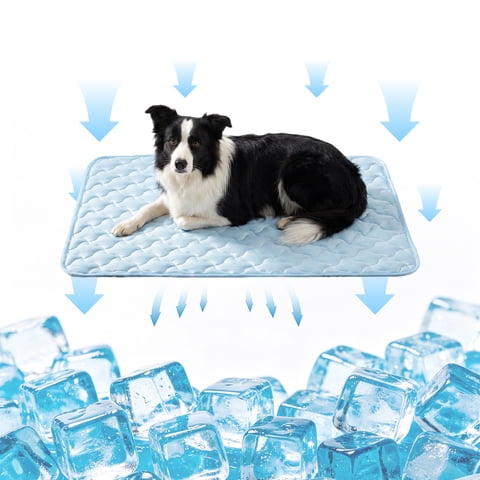 Large Cooling Mat for Dogs, Anti Slip Cooling Pet Pad, Pet Cooling Blanket, Sleeping Cool Dog Crate Bed, Sofa Couch Cover Mat for Dog Cat, Blue, 35.8"x 25.9"