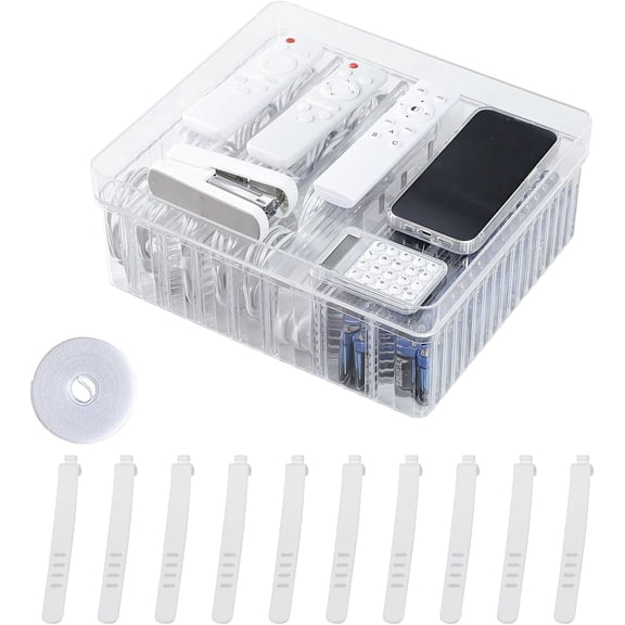 Large Cord Storage Box with Lid, Plastic Stackable Desk Drawer Organizer for Home Office Supplies, Phone Charger, USB Cable, Battery, Stationery, Art Crafts, Makeup, Pencil Holder