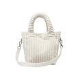 thumbnail image 1 of Large Corduroy Handbag for Women, Retro Minimalist Crossbody Tote Bag with Top Handle, Spacious Shoulder Purse for Daily Commute Travel Winter, Cream Polyester, 1 of 6